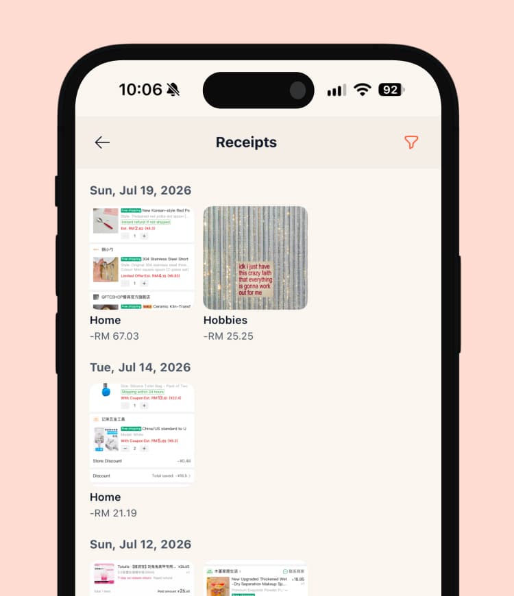 Keep Your Receipts Organized